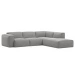 Ecksofa HUDSON 3-Sitzer mit Recamiere Webstoff Milan: Hellgrau - Longchair davorstehend rechts