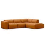 Ecksofa HUDSON 3-Sitzer mit Recamiere Echtleder Neka: Cognac - Longchair davorstehend rechts