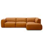 Ecksofa HUDSON 3-Sitzer mit Recamiere Echtleder Neka: Cognac - Longchair davorstehend rechts