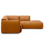 Ecksofa HUDSON 3-Sitzer mit Recamiere Echtleder Neka: Cognac - Longchair davorstehend rechts