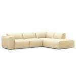 Ecksofa HUDSON 3-Sitzer mit Recamiere Echtleder Neka: Creme - Longchair davorstehend rechts