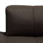 Ecksofa HUDSON 3-Sitzer mit Recamiere Echtleder Neka: Dunkelbraun - Longchair davorstehend links