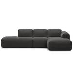 Ecksofa HUDSON mit Chaiselongue Webstoff Milan: Anthrazit - Longchair davorstehend rechts