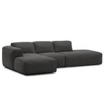 Hoekbank HUDSON met chaise longue Geweven stof Milan: Antraciet - Longchair vooraanzicht links