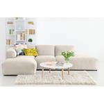 Hoekbank HUDSON met chaise longue Geweven stof Saia: Beige - Longchair vooraanzicht links