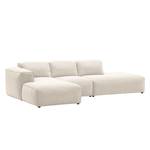 Hoekbank HUDSON met chaise longue Geweven stof Saia: Beige - Longchair vooraanzicht links