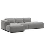 Ecksofa HUDSON mit Chaiselongue Webstoff Milan: Hellgrau - Longchair davorstehend links