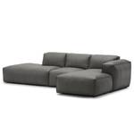 Ecksofa HUDSON mit Chaiselongue Echtleder Neka: Grau - Longchair davorstehend rechts