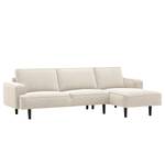 Ecksofa Navona Webstoff Webstoff Saia: Beige - Longchair davorstehend links - Schwarz