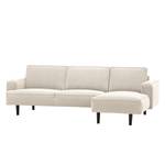 Ecksofa Navona Webstoff Webstoff Saia: Beige - Longchair davorstehend links - Schwarz