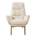 Fauteuil GARBO met houten pootjes Geweven stof Saia: Beige - Donkere eikenhout