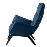 Fauteuil GARBO met houten pootjes Geweven stof Anda II: Blauw - Zwart