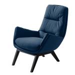 Fauteuil GARBO met houten pootjes Geweven stof Anda II: Blauw - Zwart