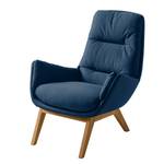 Fauteuil GARBO avec pieds en bois Tissu - Tissu Anda II : Bleu - Chêne foncé