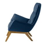 Fauteuil GARBO met houten pootjes Geweven stof Anda II: Blauw - Donkere eikenhout