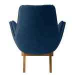 Fauteuil GARBO met houten pootjes Geweven stof Anda II: Blauw - Donkere eikenhout