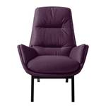 Sessel GARBO mit Holzfüßen Webstoff - Webstoff Anda II: Violett - Schwarz