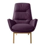 Fauteuil GARBO met houten pootjes Geweven stof Anda II: Paars - Donkere eikenhout