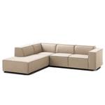 Ecksofa KINX mit Ottomane Webstoff - Webstoff Milan: Beige - Ottomane davorstehend links - Keine Funktion