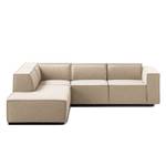 Ecksofa KINX mit Ottomane Webstoff - Webstoff Milan: Beige - Ottomane davorstehend links - Keine Funktion