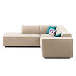 Ecksofa KINX mit Ottomane Webstoff - Webstoff Milan: Beige - Ottomane davorstehend links - Keine Funktion