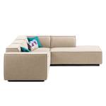 Ecksofa KINX mit Ottomane Webstoff - Webstoff Milan: Beige - Ottomane davorstehend rechts - Keine Funktion