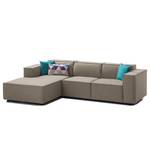 Ecksofa KINX mit Longchair Webstoff - Webstoff Milan: Grau-Braun - Breite: 260 cm - Longchair davorstehend links - Keine Funktion