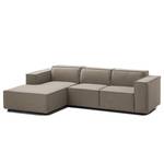 Ecksofa KINX mit Longchair Webstoff - Webstoff Milan: Grau-Braun - Breite: 260 cm - Longchair davorstehend links - Keine Funktion