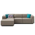 Ecksofa KINX mit Longchair Webstoff - Webstoff Milan: Grau-Braun - Breite: 260 cm - Longchair davorstehend links - Keine Funktion