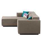 Ecksofa KINX mit Longchair Webstoff - Webstoff Milan: Grau-Braun - Breite: 260 cm - Longchair davorstehend links - Keine Funktion