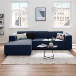 Ecksofa KINX mit Longchair Webstoff - Webstoff Milan: Dunkelblau - Breite: 260 cm - Longchair davorstehend links - Keine Funktion