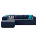 Ecksofa KINX mit Longchair Webstoff - Webstoff Milan: Dunkelblau - Breite: 260 cm - Longchair davorstehend links - Keine Funktion