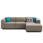 Ecksofa KINX mit Longchair Webstoff - Webstoff Milan: Grau-Braun - Breite: 260 cm - Longchair davorstehend rechts - Keine Funktion