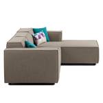 Ecksofa KINX mit Longchair Webstoff - Webstoff Milan: Grau-Braun - Breite: 260 cm - Longchair davorstehend rechts - Keine Funktion