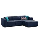 Ecksofa KINX mit Longchair Webstoff - Webstoff Milan: Dunkelblau - Breite: 260 cm - Longchair davorstehend rechts - Keine Funktion