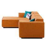 Ecksofa KINX mit Longchair Webstoff - Webstoff Milan: Rostbraun - Breite: 294 cm - Longchair davorstehend links - Keine Funktion