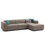 Ecksofa KINX mit Longchair Webstoff - Webstoff Milan: Grau-Braun - Breite: 294 cm - Longchair davorstehend rechts - Keine Funktion