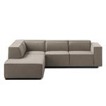 Ecksofa KINX mit Ottomane Webstoff - Webstoff Milan: Grau-Braun - Ottomane davorstehend links - Keine Funktion