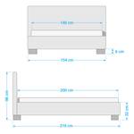 Polsterbett Aralia I Webstoff - Stoff Floreana: Hellgrau - 140 x 200cm - 1 Bettkasten - Zylinder