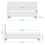 Gestoffeerd bed Aralia I geweven stof - Stof Floreana: Wit - 160 x 200cm - Geen opbergruimte - Cilinder