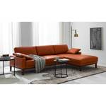 Hoekbank HORLEY met chaise longue Leer Cerys: Cognackleurig - Longchair vooraanzicht rechts