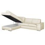 Ecksofa Termon - Bodennah Echtleder Maer: Creme - Longchair davorstehend links