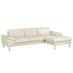 Ecksofa Termon - Bodenfrei Echtleder Maer: Creme - Longchair davorstehend rechts