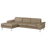 Ecksofa Termon - Bodenfrei Echtleder Maer: Taupe - Longchair davorstehend links