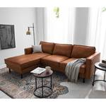 Ecksofa FORT DODGE Antiklederlook - Microfaser Yaka: Cognac - Longchair davorstehend links - Ohne Schlaffunktion