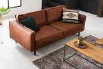 Canapé 3 places FORT DODGE Aspect cuir vieilli - Microfibre Yaka: Cognac