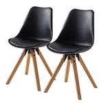 Chaise ALEDAS Plastique / Chêne massif - Noir - Marron - Lot de 2