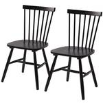 Chaises Jalenas (lot de 2) Hévéa massif - Noir - Noir