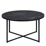 Tavolino Katori III Vetro/ Metallo - Effetto marmo nero / Nero