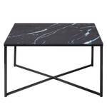 Salontafel Katori II glas/metaal - marmeren look - Imitatie zwart marmer/Zwart